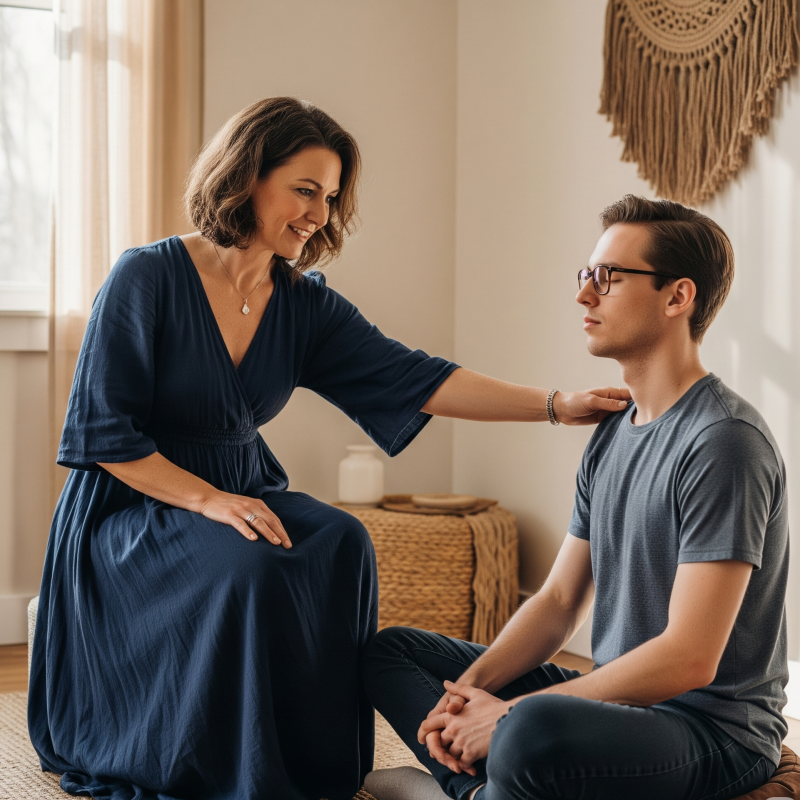 Mental Health & Mindfulness coach with a client